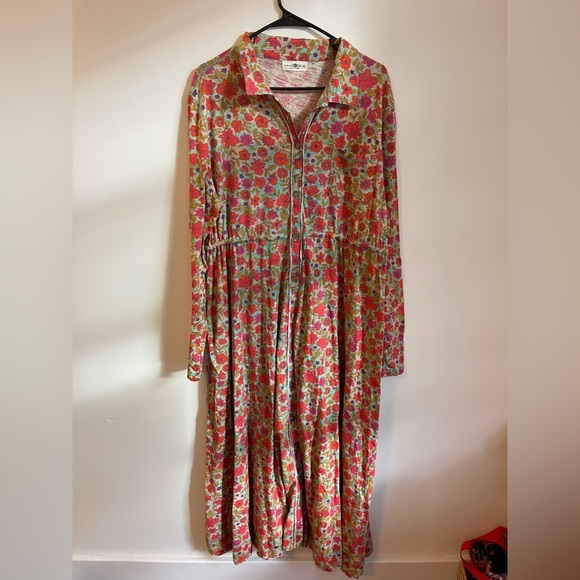 Natural Life Christa Knit Maxi Dress Watercolor Neon XL Boho Prairie Artsy - Picture 3 of 9
